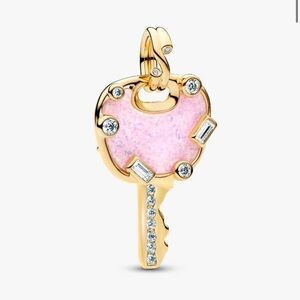 S925 Opalescent Pink Love Key Large Dangle Charm - NWOT